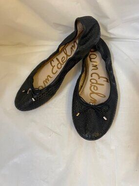 Sam Edelman Felicia Ballet Flats, black perforated leather, Women's size 9M